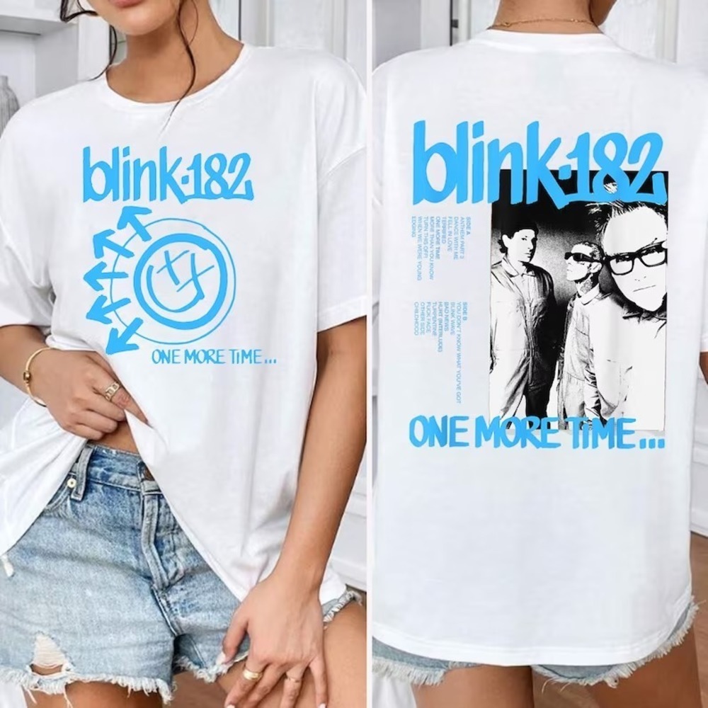 Blink 182 One More Time Tracklist 2 Sided Shirt